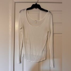 Open Edit Sheer White Long Sleeve